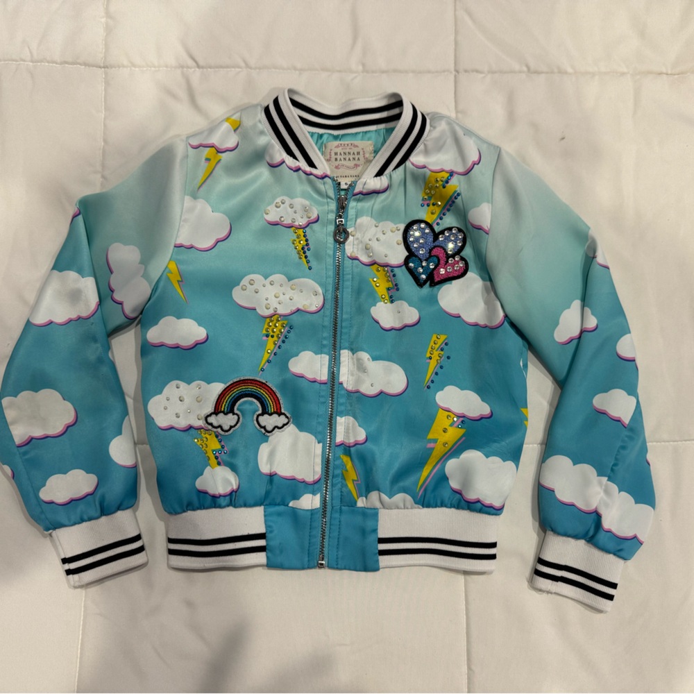 Hannah Banana Little Girl Don't Steal My Thunder Rhinestone Full Zip Jacket Sz 5